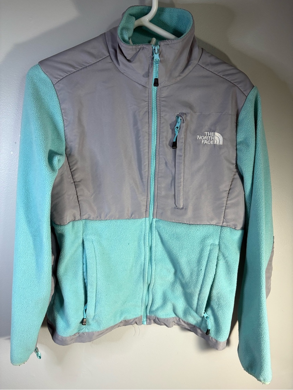 The North Face Women's Aqua & Light Gray Teddy Fleece Jacket